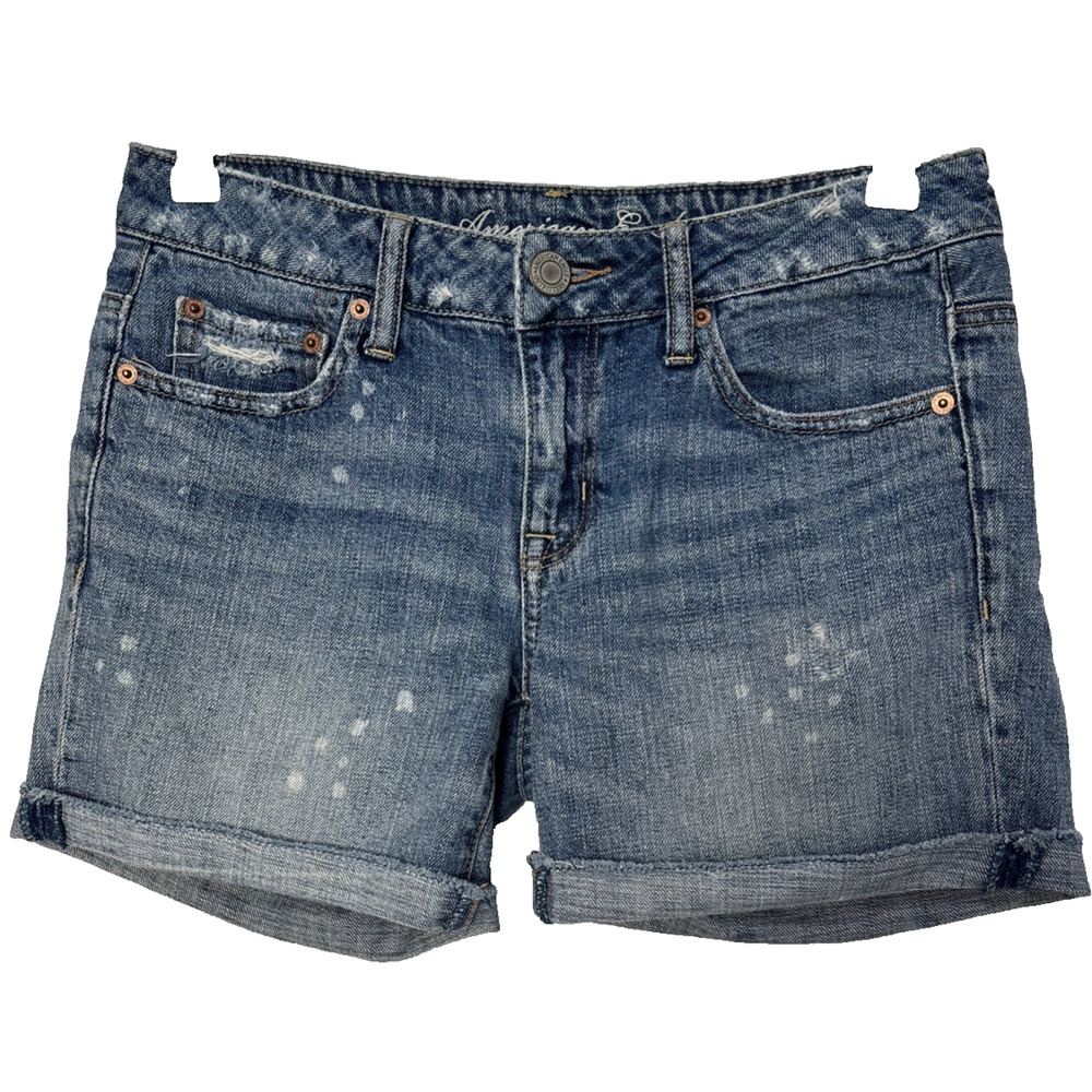 American Eagle Women's 2 Distressed Cut Off Denim Shorts Y2K Rockabilly Festival
